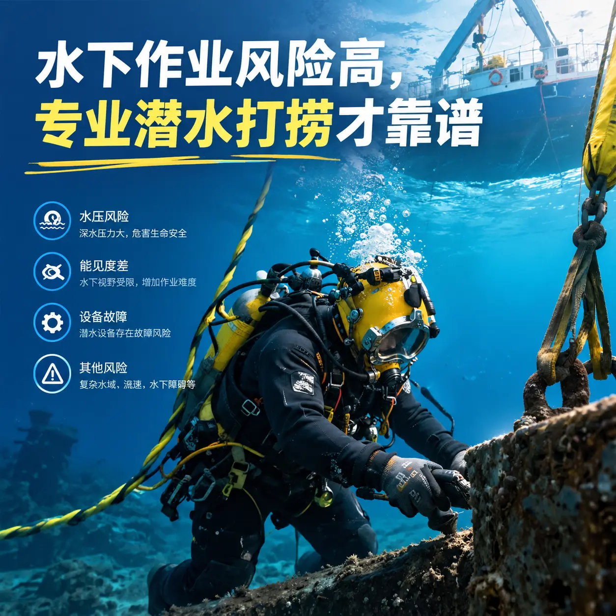 水下作业风险高，鞍山专业潜水打捞才靠谱